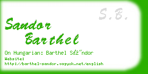 sandor barthel business card